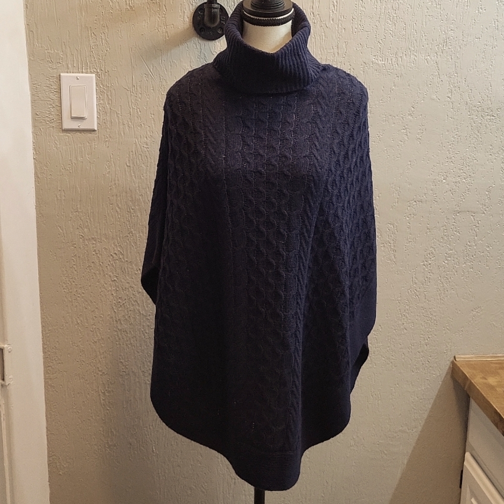 New Mud Pie Campbell Turtleneck Navy Poncho